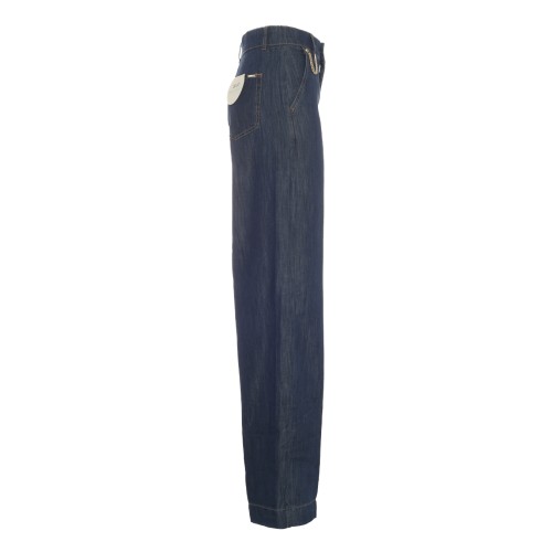 LIU•JO: Pantalone denim scuro a palazzo
