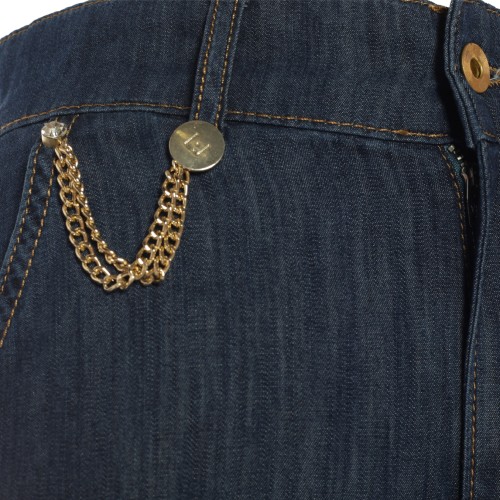 LIU•JO: Pantalone denim scuro a palazzo