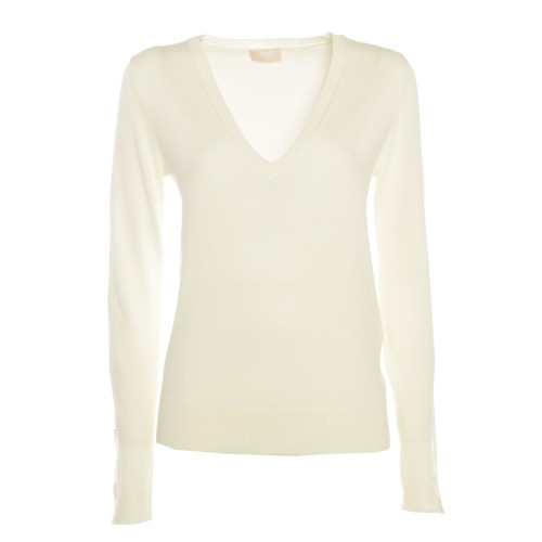 LIU•JO: Maglia a V cut out bianca