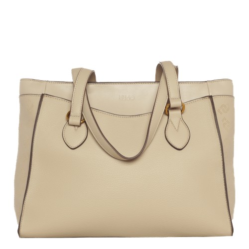 LIU•JO: Borsa con logo lettering sabbia