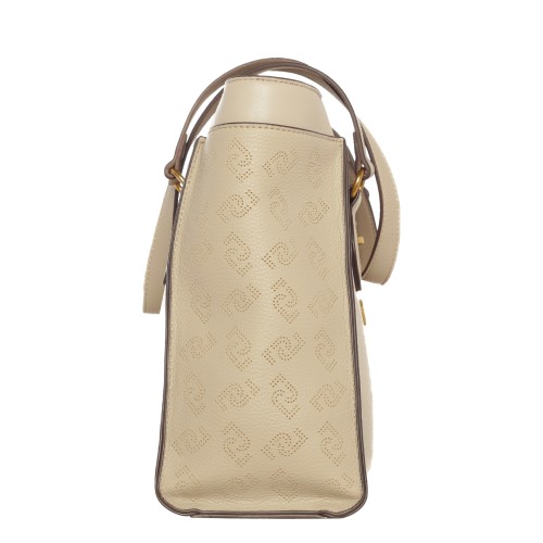 LIU•JO: Borsa con logo lettering sabbia