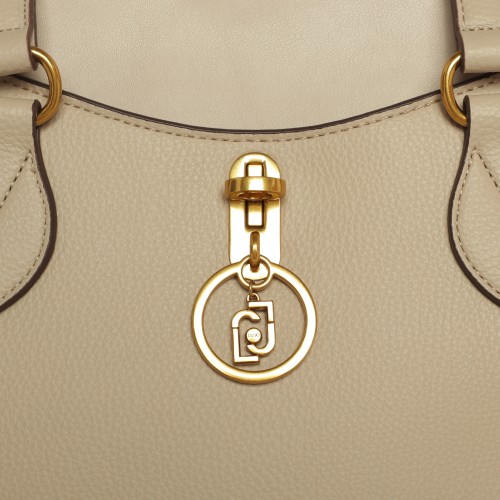 LIU•JO: Borsa con logo lettering sabbia