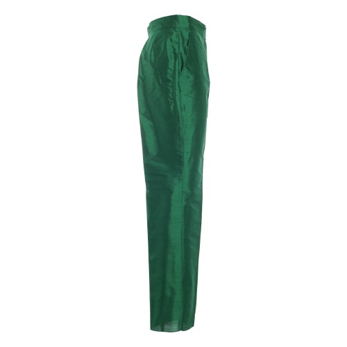 MAX MARA: Claladio pantalone in seta verde