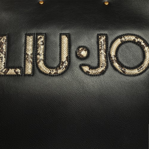 LIU•JO: Borsa nera con scritta pitonata