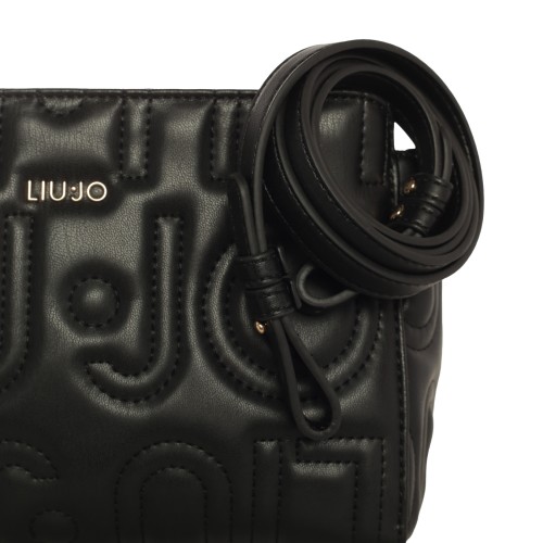 LIU•JO: Tracolla nera con logo inciso