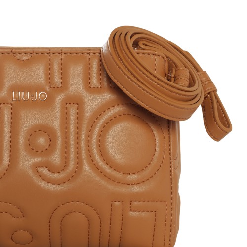 LIU•JO: Tracolla caramello con logo inciso