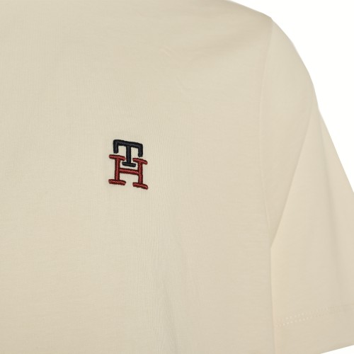 Tommy Hilfiger: T-shirt beige con TH ricamato