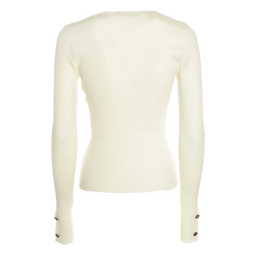 Twinset: Maglia panna fitted a costine