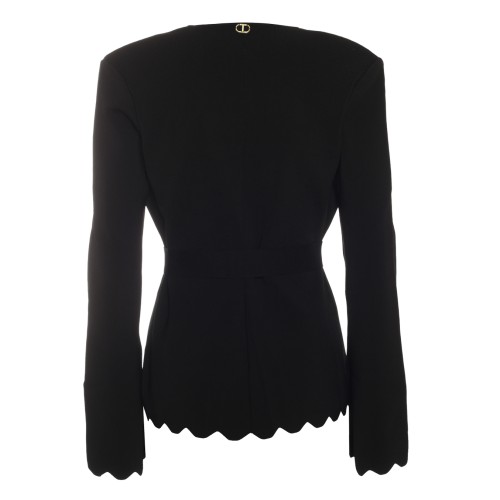 Twinset: Giacca nera con profili smerlati