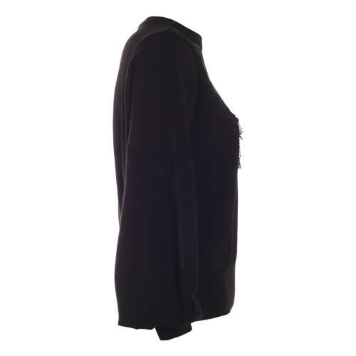 Twinset: Maglia nera con scollo in tulle