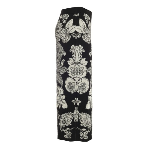 Twinset: Gonna in maglia disegno cashmere e rose