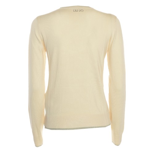 LIU•JO: Maglia beige girocollo con lurex