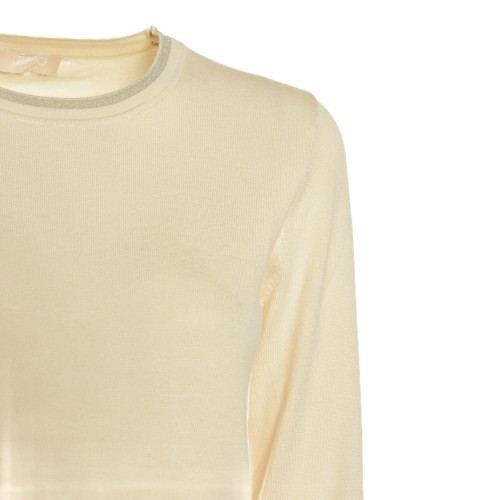LIU•JO: Maglia beige girocollo con lurex
