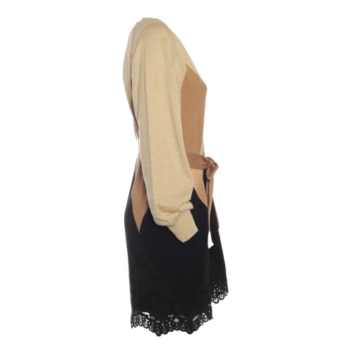 Twinset: Abito bicolor con pizzo