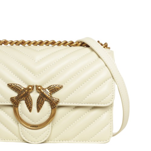 PINKO: Mini Love Bag One Chevron Bianca