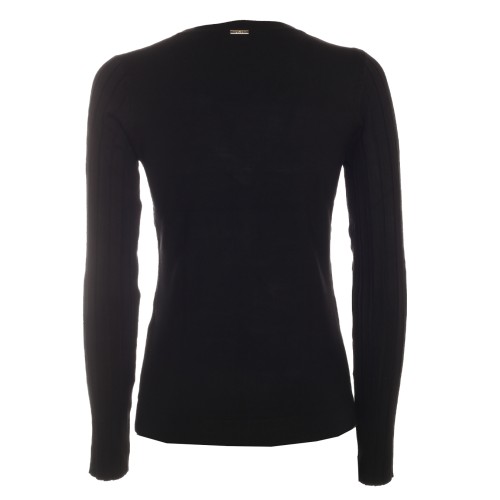 LIU•JO: Maglia nera a V con occhielli