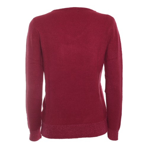 YES ZEE: Maglione fuxia con V in lurex