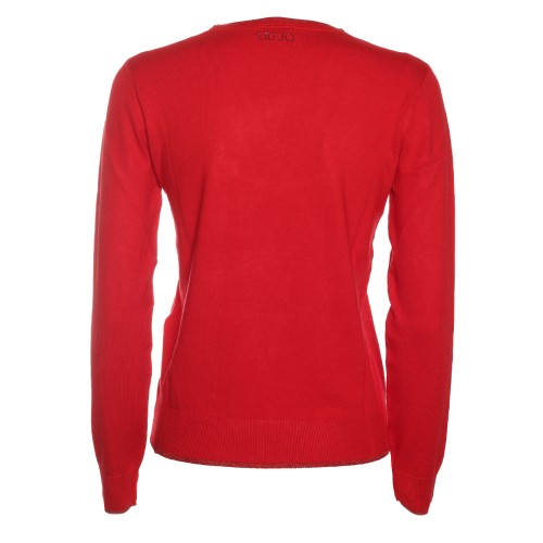 LIU•JO: Maglia rossa girocollo con lurex