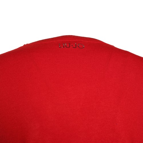 LIU•JO: Maglia rossa girocollo con lurex