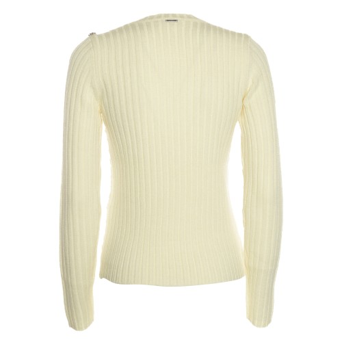 LIU•JO: Maglione bianco con bottoni gioiello