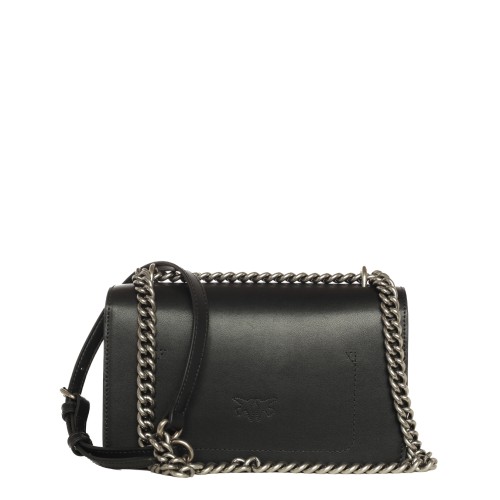 Pinko - Love One Mini Nera con fibbia Argento