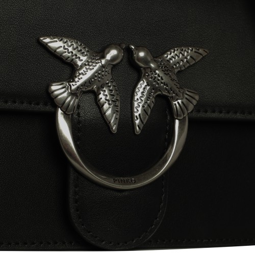 Pinko - Love One Mini Nera con fibbia Argento