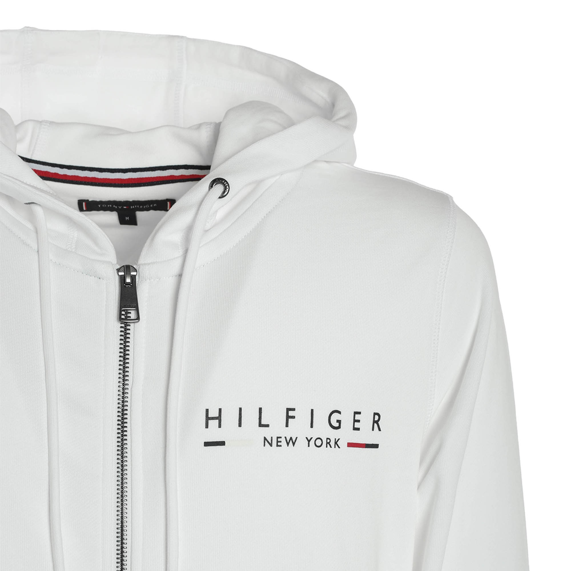 Tommy Hilfiger Felpa bianca con cappuccio e zip