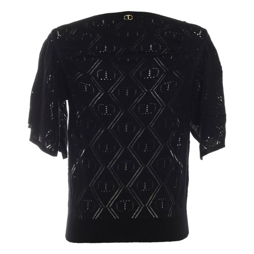 TWINSET: Maglia traforata nera