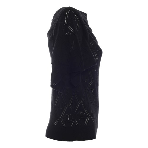 TWINSET: Maglia traforata nera